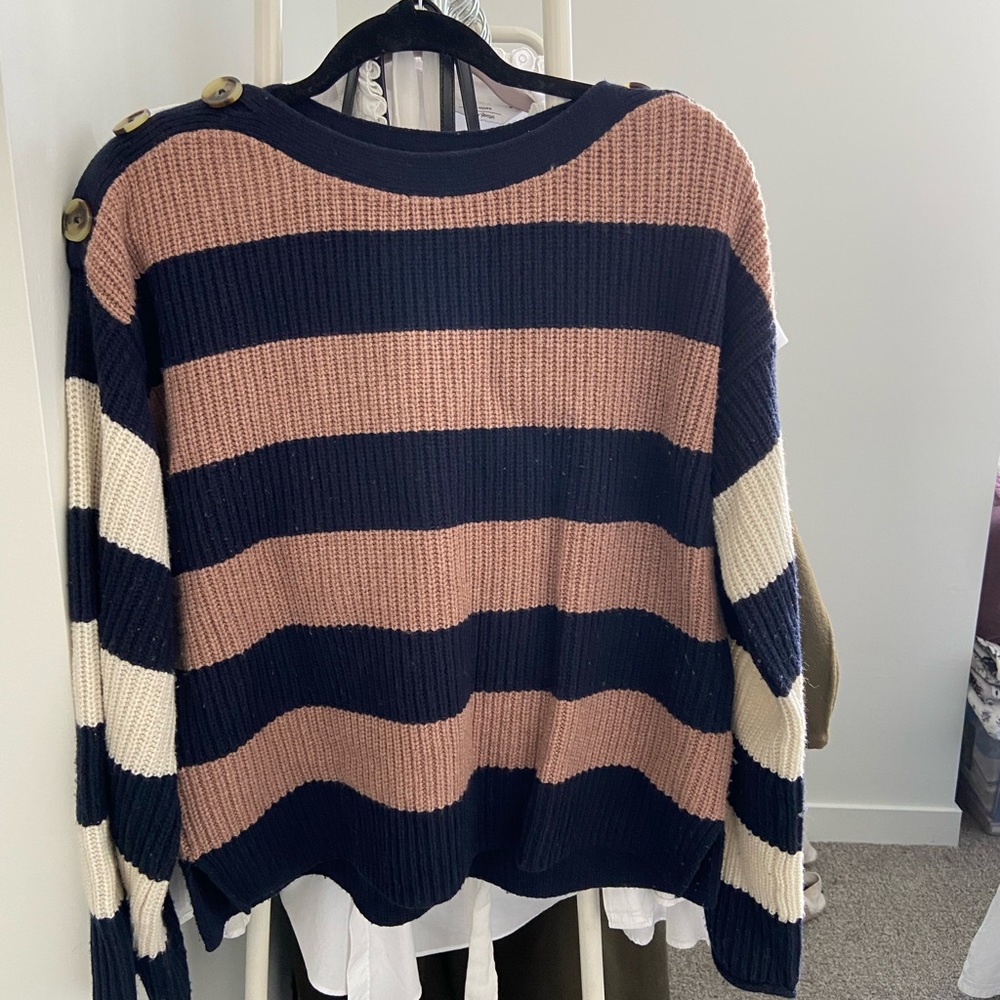 Striped wide sleeved sweater